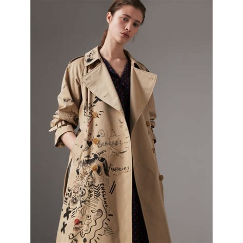 burberry sketch print trenchcoat|burberry trenchcoat women.